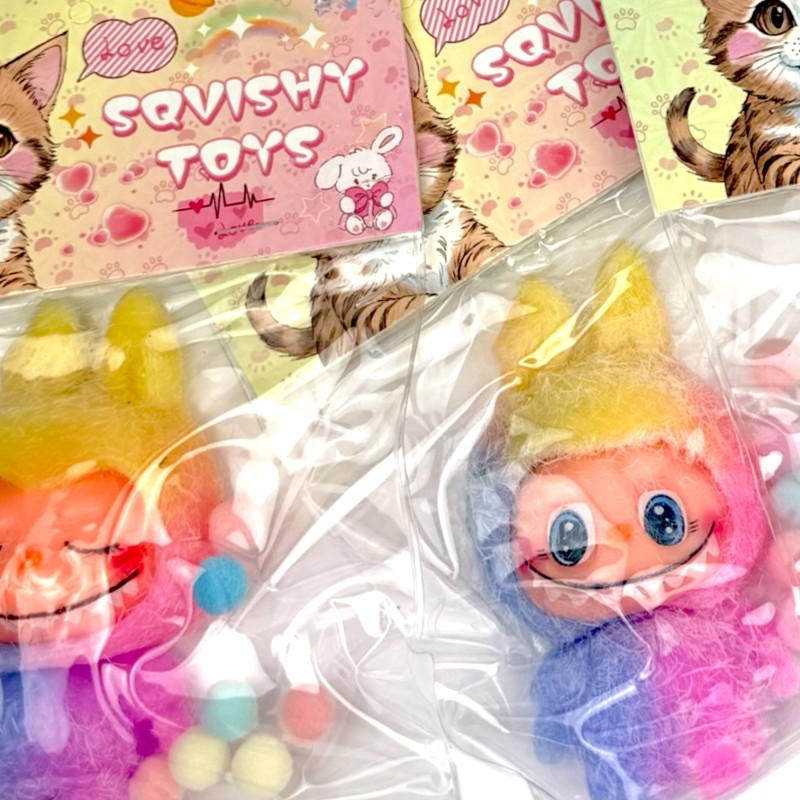 Gniotek Labubu Tęczowy Zabawka Antystresowa