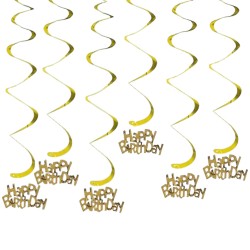 Świderki Girlanda Happy Birthday 80cm 6szt