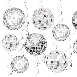 Srebrne Świderki Girlanda Kule Disco 6szt