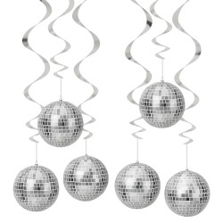 Srebrne Świderki Girlanda Kule Disco 6szt