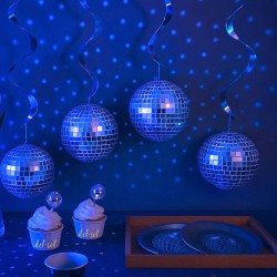 Srebrne Świderki Girlanda Kule Disco 6szt
