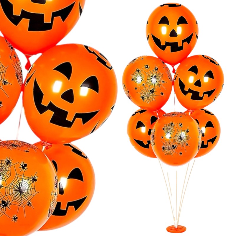 Zestaw balonów Halloween dynie 6 szt. + stojak