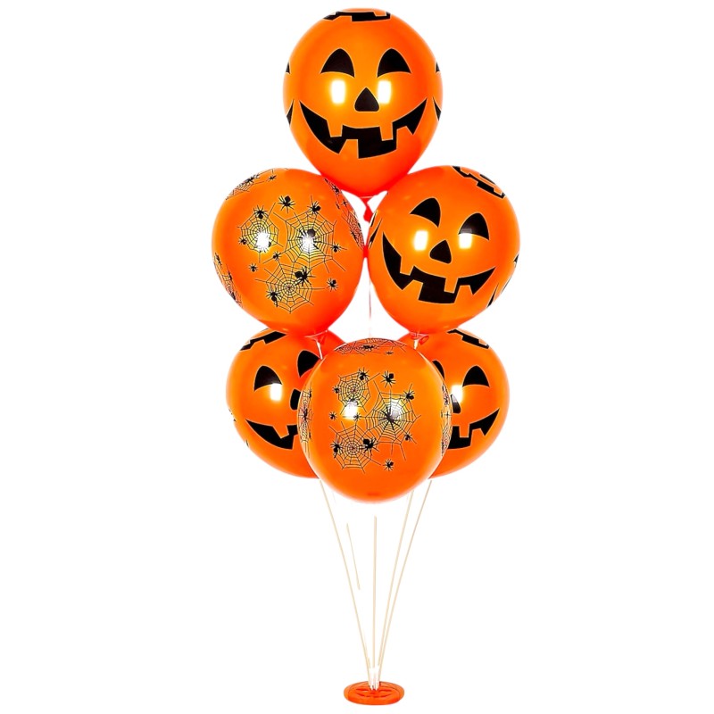 Zestaw balonów Halloween dynie 6 szt. + stojak
