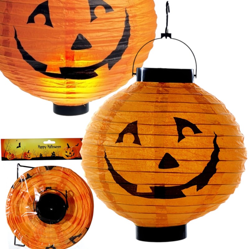 Lampion Papierowy Halloween Wisząca Dynia LED 30cm