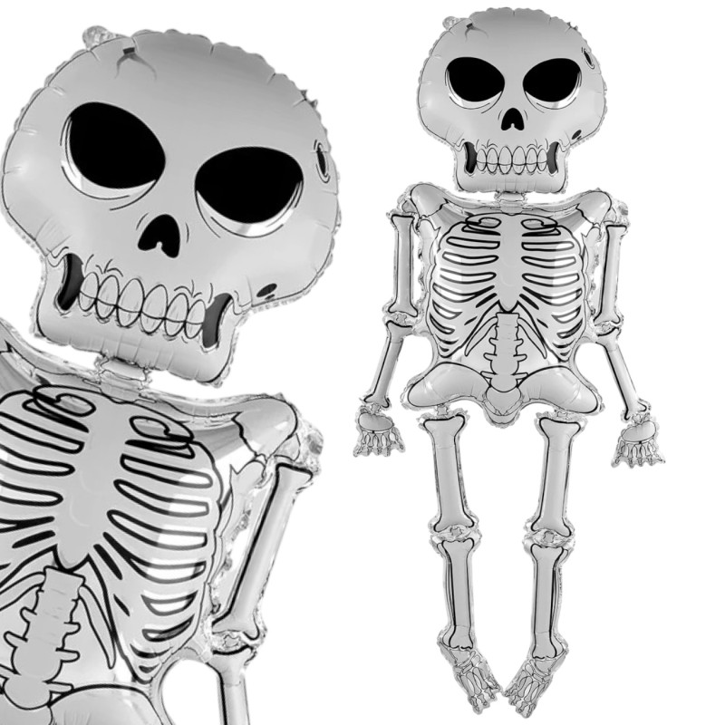 Duży Balon foliowy Kościotrup Dekoracja na Halloween 154x78 cm Szkielet