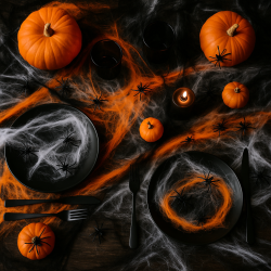 Dekoracja Halloween Pajęczyna z Pająkami 50g