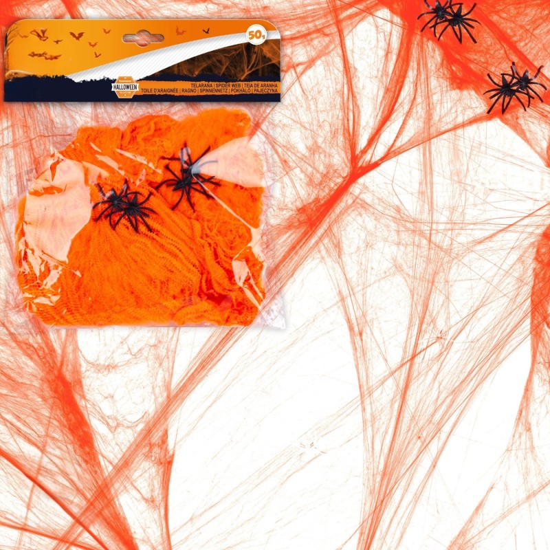 Dekoracja Halloween Pajęczyna z Pająkami 50g