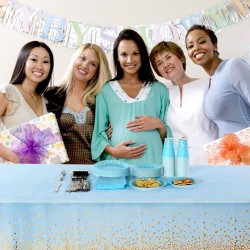 Obrus na stół imprezowy Niebieski złote Konfetti 137x274cm