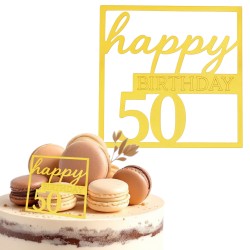 Złoty topper na tort 50...