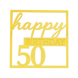 Złoty topper na tort 50 urodziny toper