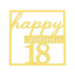 Topper na tort Happy Birthday 18 złoty