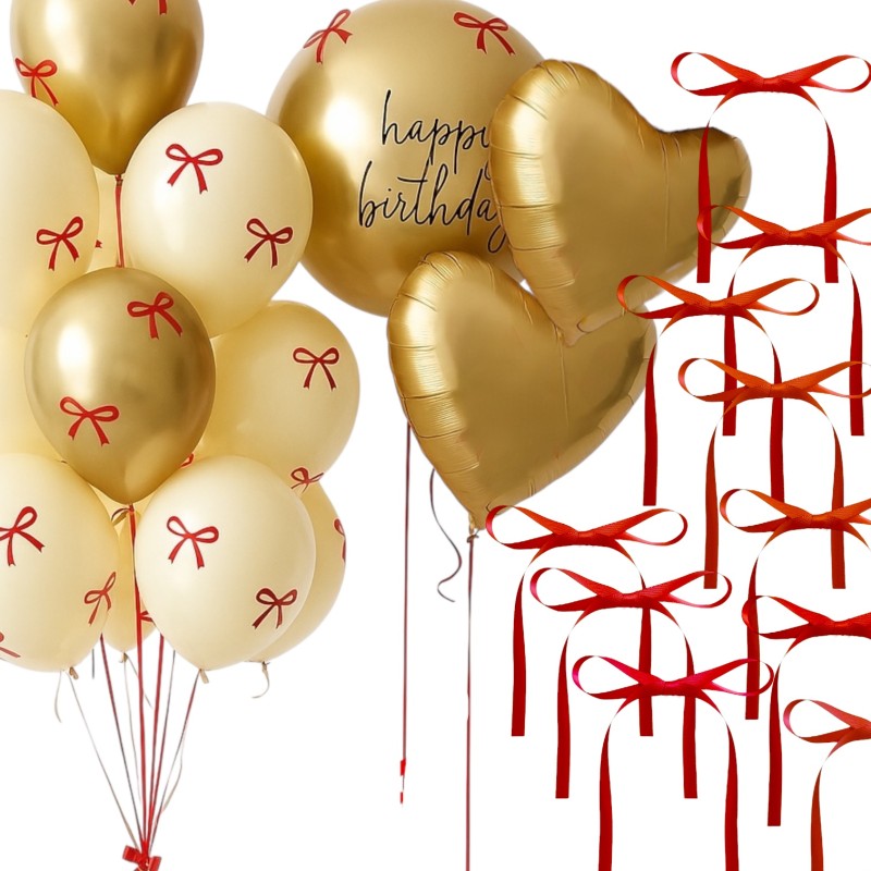 Czerwone Kokardki Dekoracyjne na Balony 10 szt