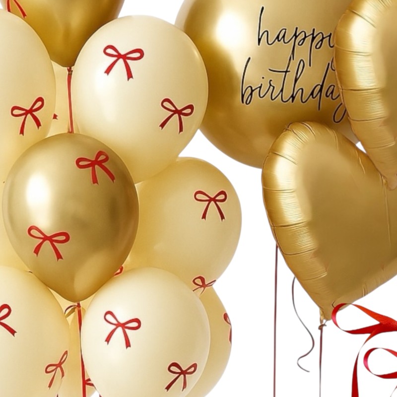 Czerwone Kokardki Dekoracyjne na Balony 10 szt