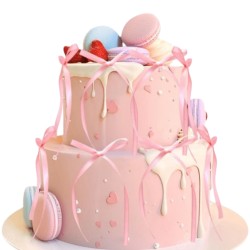 Różowe kokardki dekoracyjne na balony i tort 10 szt.