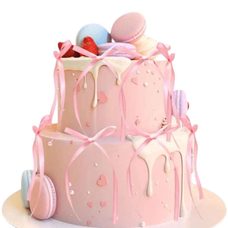 Różowe kokardki dekoracyjne na balony i tort 10 szt.