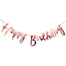 Napis banner Girladna Happy b-day rose gold
