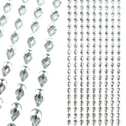 Kryształki Samoprzylepne Srebrne Kropelki DIY 207 szt.