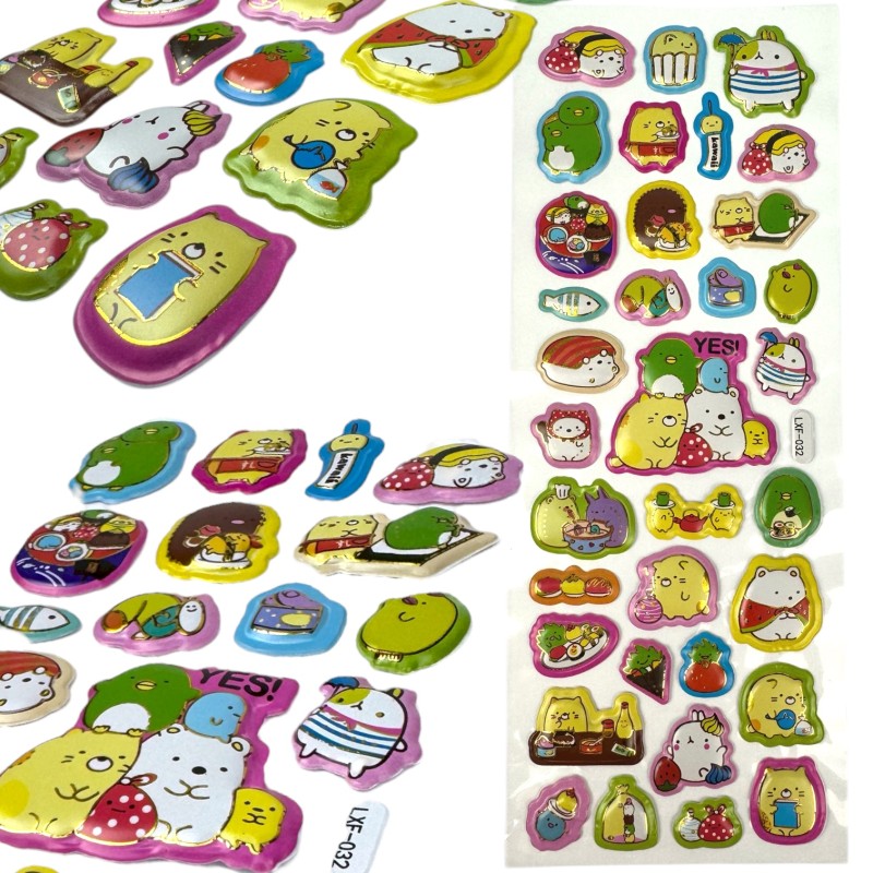 Naklejki motywacyjne 3D Kawaii Food 34 szt.