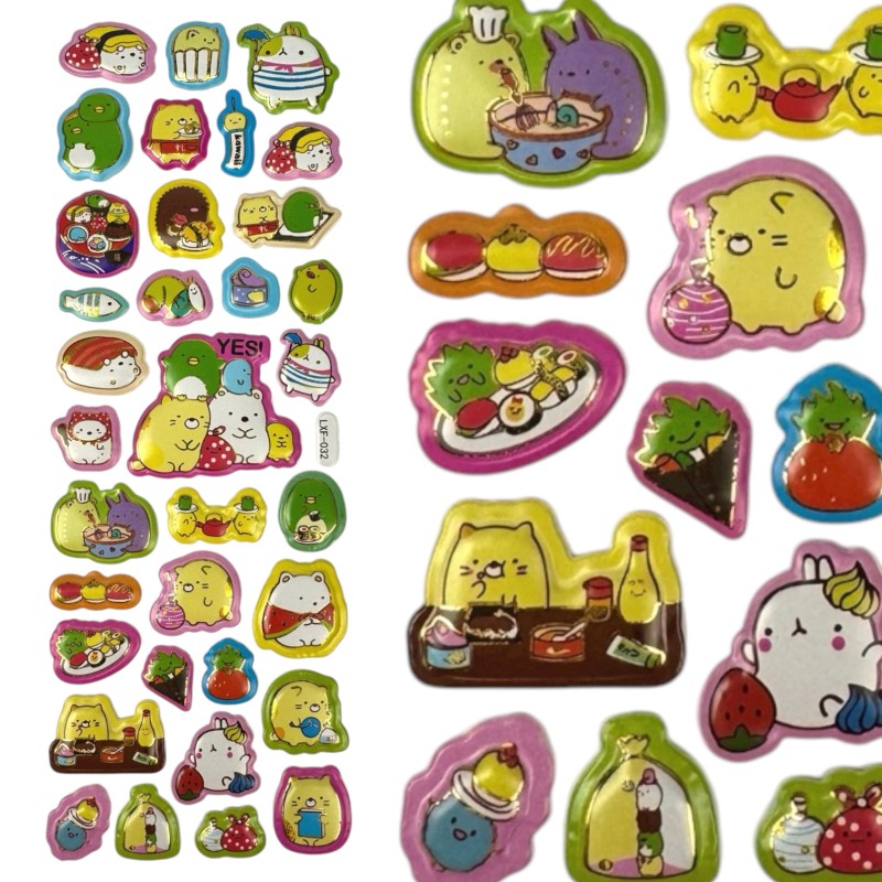 Naklejki motywacyjne 3D Kawaii Food 34 szt.
