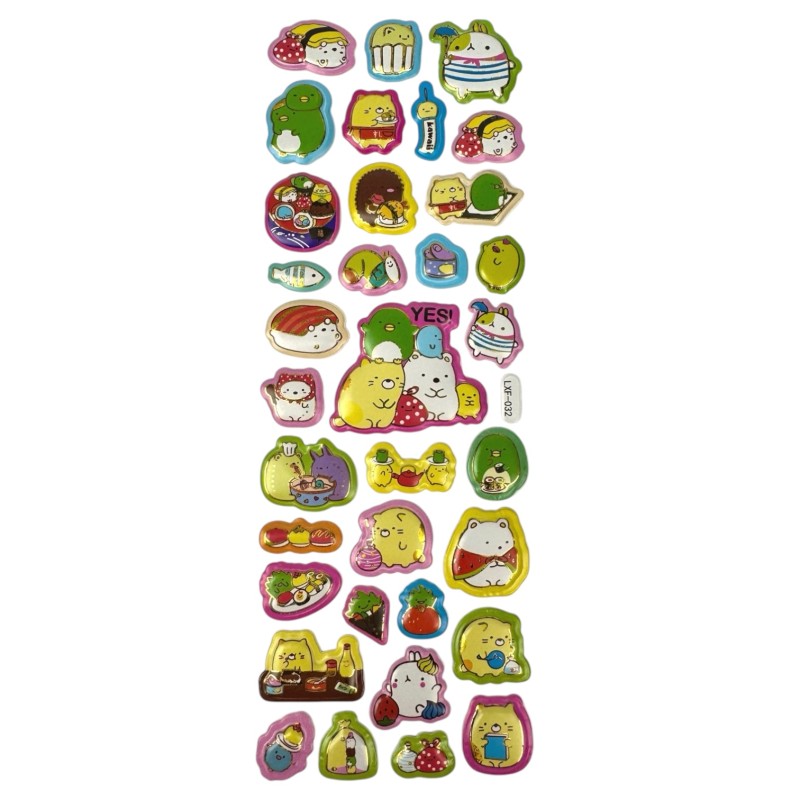 Naklejki motywacyjne 3D Kawaii Food 34 szt.