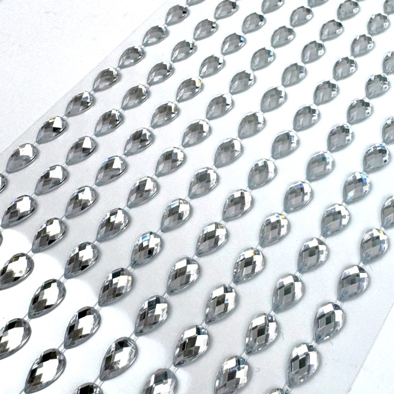 Kryształki Samoprzylepne Srebrne Kropelki DIY 207 szt.