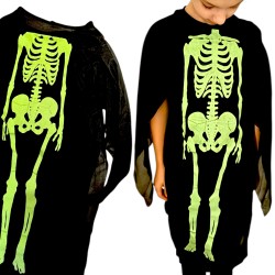 Strój Halloween Kościotrup Szkielet Fluo Neon 6-9 lat 122-134