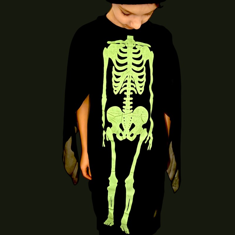 Strój Halloween Kościotrup Szkielet Fluo Neon 6-9 lat 122-134