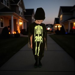 Strój Halloween Kościotrup Szkielet Fluo Neon 6-9 lat 122-134