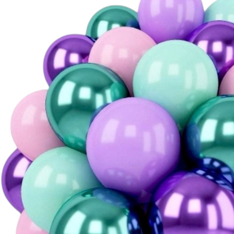 Bukiet Balony fioletowo zielone Syrenka