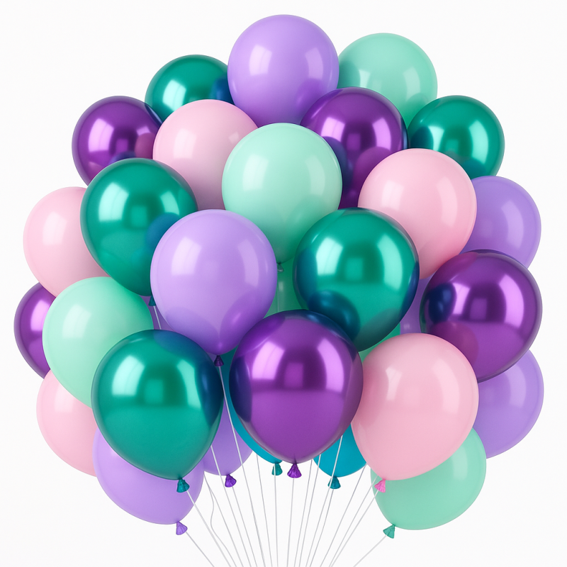 Bukiet Balony fioletowo zielone Syrenka