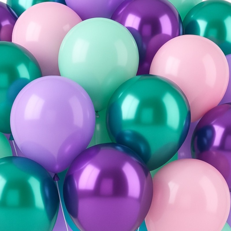 Bukiet Balony fioletowo zielone Syrenka