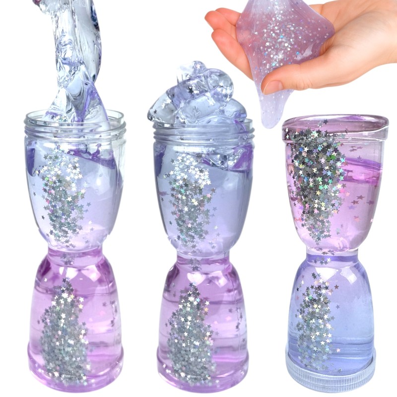 Slime Galaktyczny z Gwiazdkami HOLO klepsydra 15cm