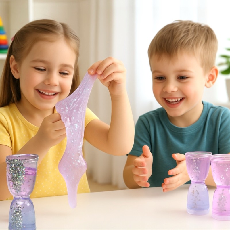 Slime Galaktyczny z Gwiazdkami HOLO klepsydra 15cm