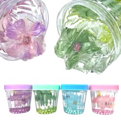 Slime słoik z kwiatkiem i koralikami 8cm