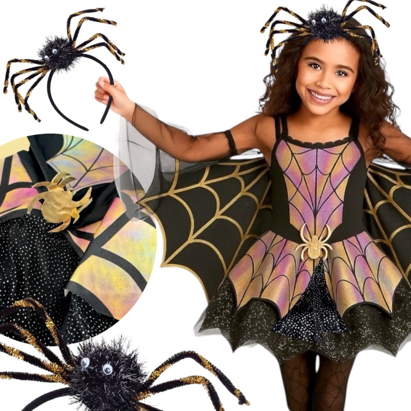 Strój Pajęczarka z opaską pająk na Halloween