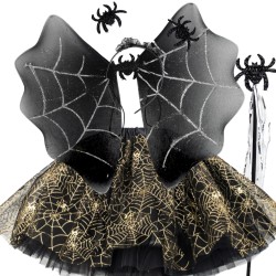 Strój wiedźma nietoperz Złota pajęczarka Zestaw z tutu Halloween