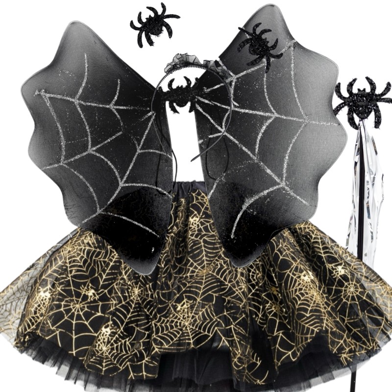 Strój wiedźma nietoperz Złota pajęczarka Zestaw z tutu Halloween