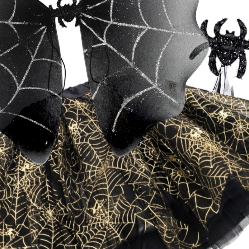 Strój wiedźma nietoperz Złota pajęczarka Zestaw z tutu Halloween