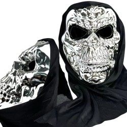 Maska kościotrup Halloween Srebrna