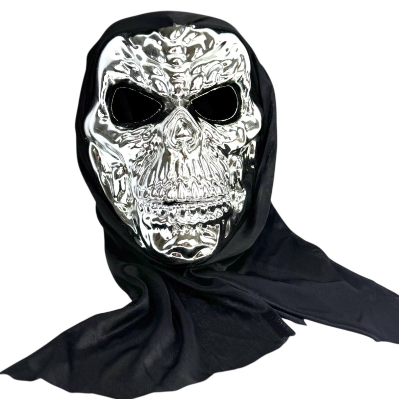 Maska kościotrup Halloween Srebrna