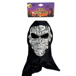 Maska kościotrup Halloween Srebrna