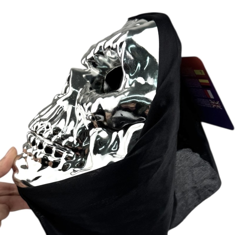Maska kościotrup Halloween Srebrna
