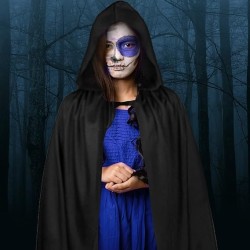 Zwiewna peleryna z kapturem Halloween 120 cm