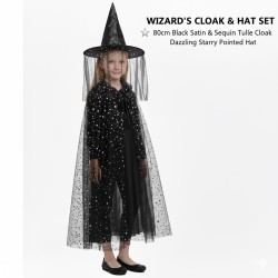 Zestaw Peleryna i Kapelusz Czarodziejki 80cm