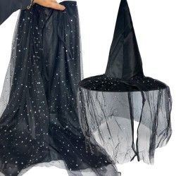 Zestaw Peleryna i Kapelusz Czarodziejki 80cm