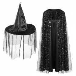 Zestaw Peleryna i Kapelusz Czarodziejki 80cm
