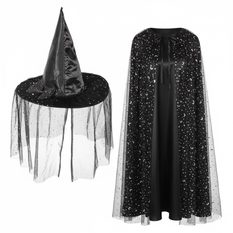 Zestaw Peleryna i Kapelusz Czarodziejki 80cm