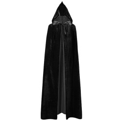 Peleryna aksamitna z kapturem czarna 120 cm