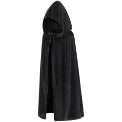 Peleryna aksamitna z kapturem czarna 120 cm