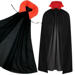 Peleryna Dracula czarna z czerwonym kołnierzem 128 cm
